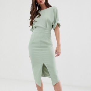 ASOS Wiggle Midi Dress in Mint Green Size 14